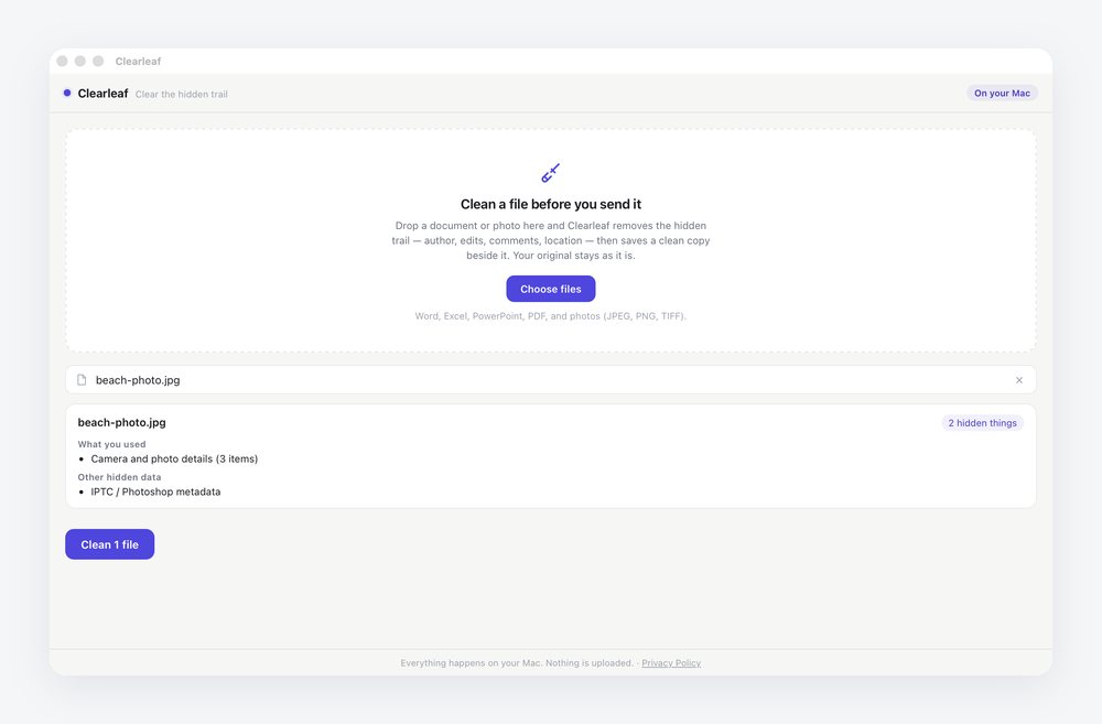 Clearleaf on macOS