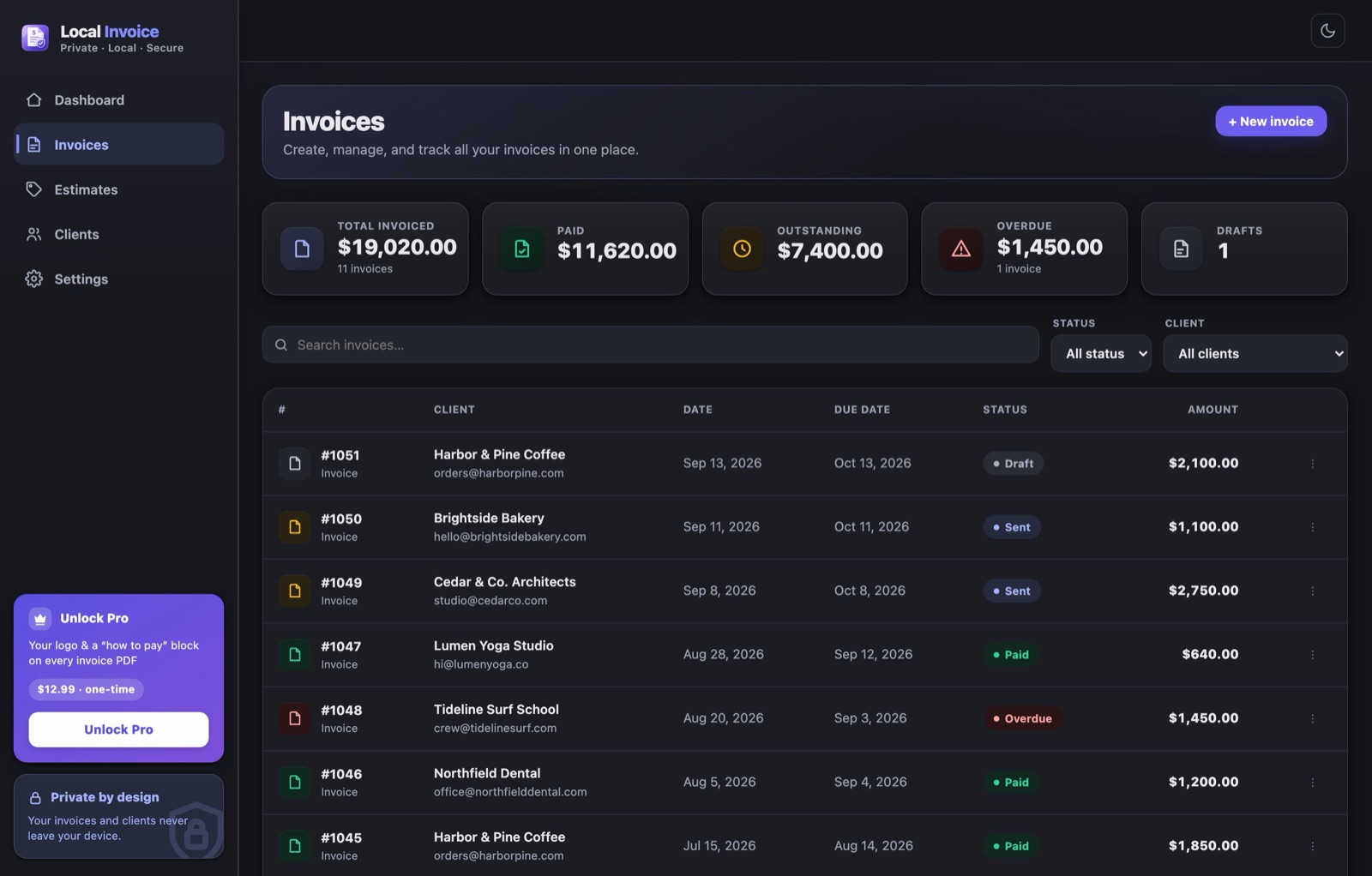 Local Invoice: invoices