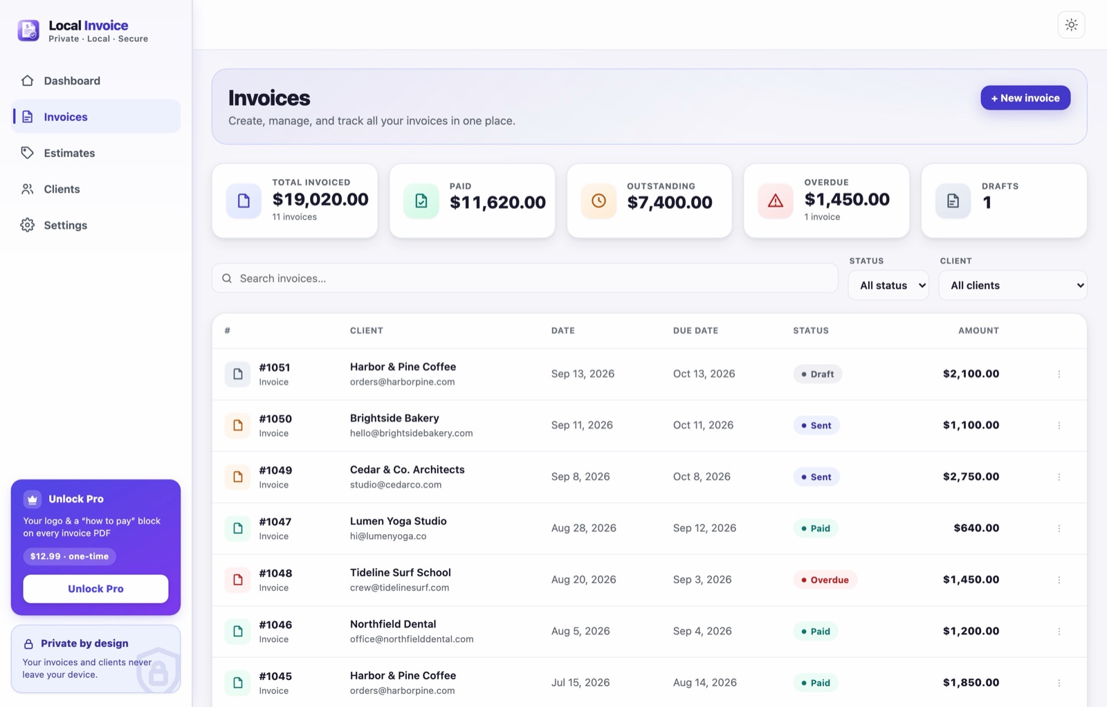 Local Invoice: invoices