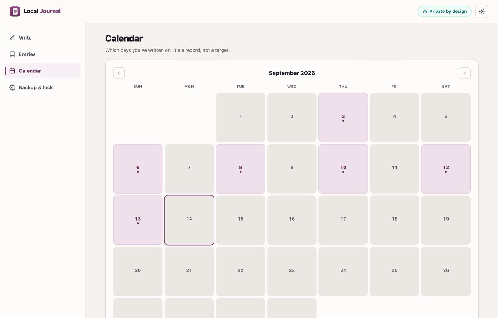 Local Journal: calendar
