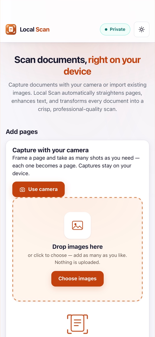 Local Scan on iPhone: capture screen